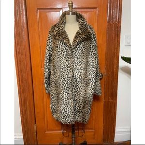 Leopard Print Faux Fur Coat - New - Great Condition!